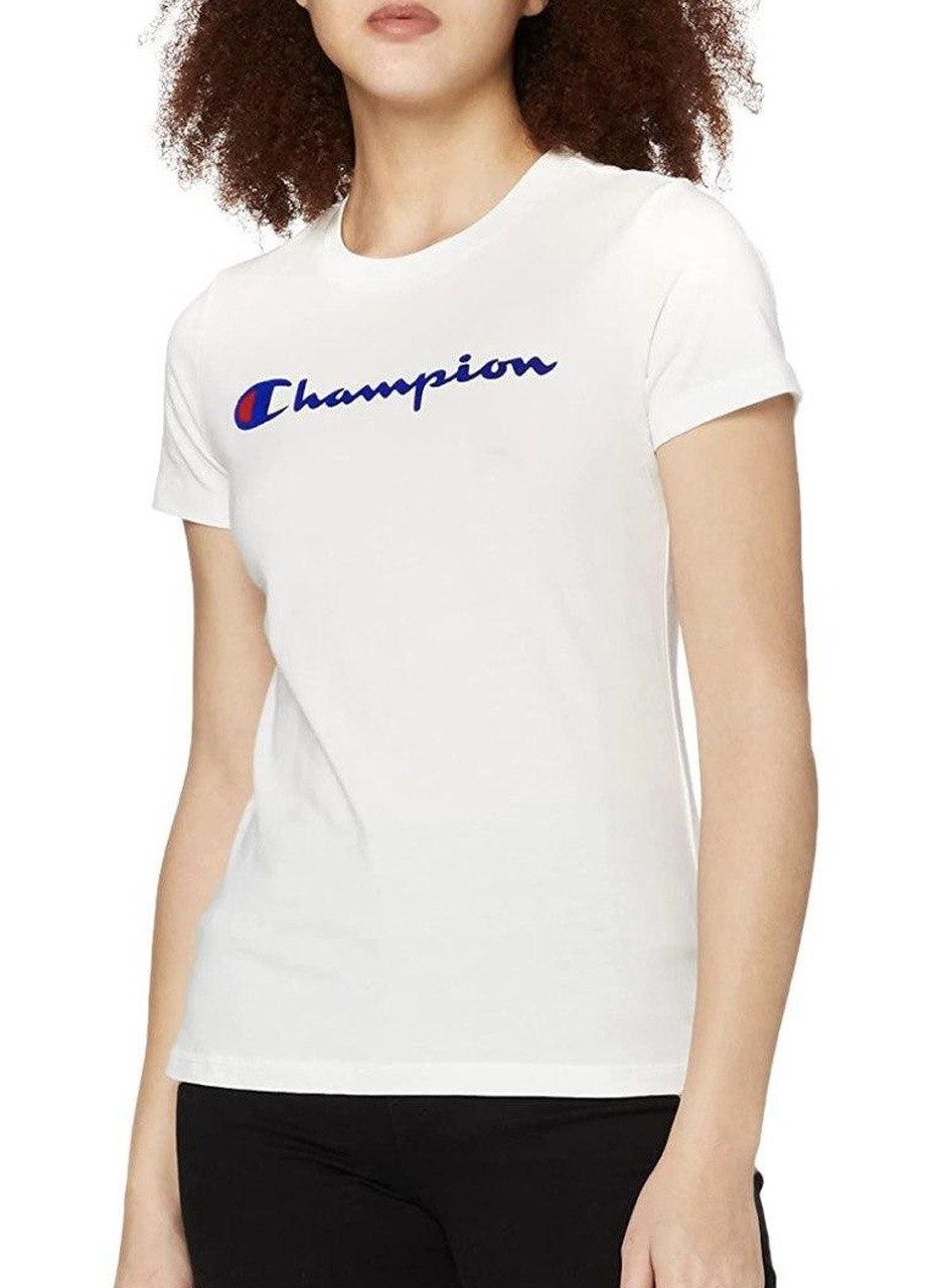 Белая летняя футболка женская оригинал размер м цвет белый сша (109713р) с коротким рукавом Champion