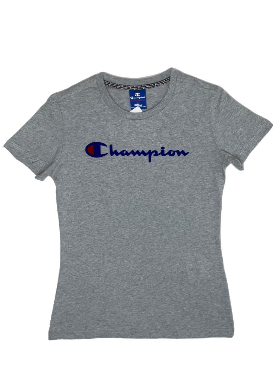 Серая летняя футболка женская оригинал размер s цвет серый сша с коротким рукавом Champion