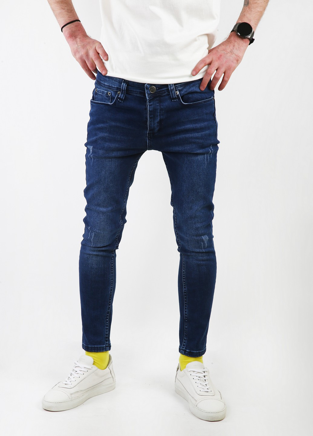 Синие демисезонные джинсы No Brand