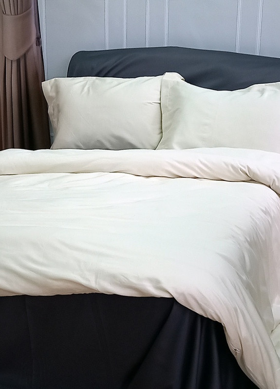 Постільна білизна MERISET ДУЕТ MILK CHAMPAGNE/ANTHRACITE Premium Сатин однотон Двоспальна No Brand (258386101)