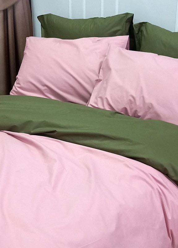 Постільна білизна MERISET ДУЕТ Пудра/Темний Хакі Поплін Євро No Brand (258386089)