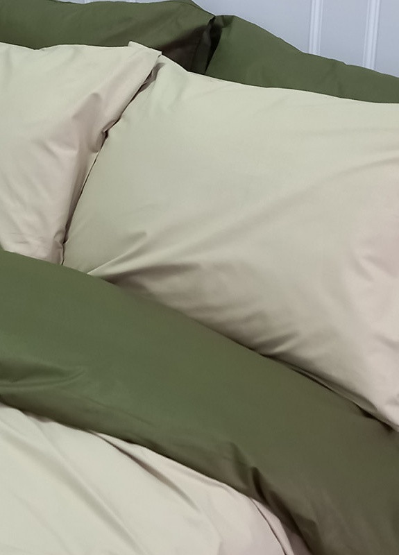 Постельное белье MERISET ДУЭТ Светлая оливка/Темный Хаки Поплін Полуторное No Brand (258386062)