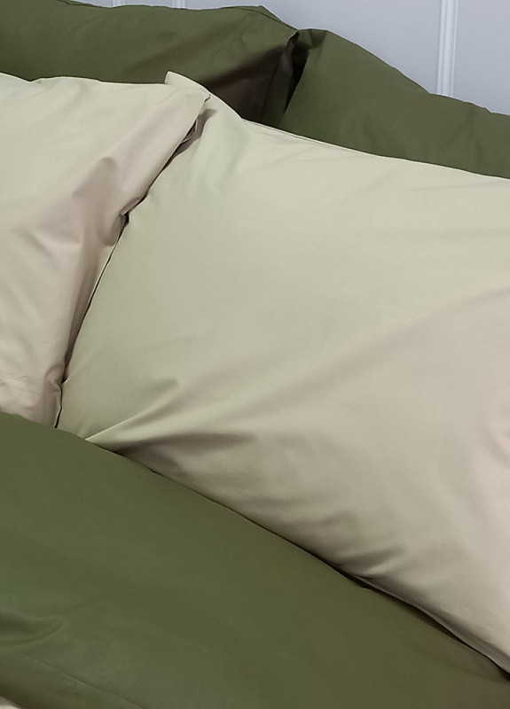 Постельное белье MERISET ДУЭТ Светлая оливка/Темный Хаки Поплін Полуторное No Brand (258386062)