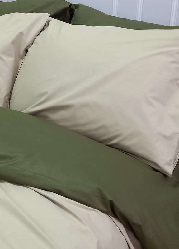 Постельное белье MERISET ДУЭТ Светлая оливка/Темный Хаки Поплін Полуторное No Brand (258386062)