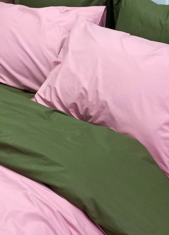 Постельное белье MERISET ДУЭТ Пудра/Темный Хаки Поплін Двуспальное No Brand (258386072)