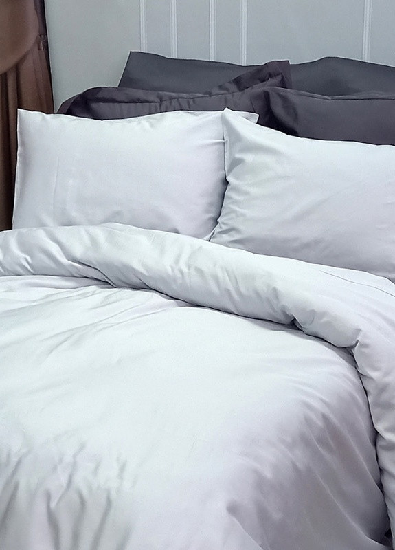 Постільна білизна MERISET ДУЕТ PLATINUM/ANTHRACITE Premium Сатин однотон Полуторна на резинці No Brand (258386069)