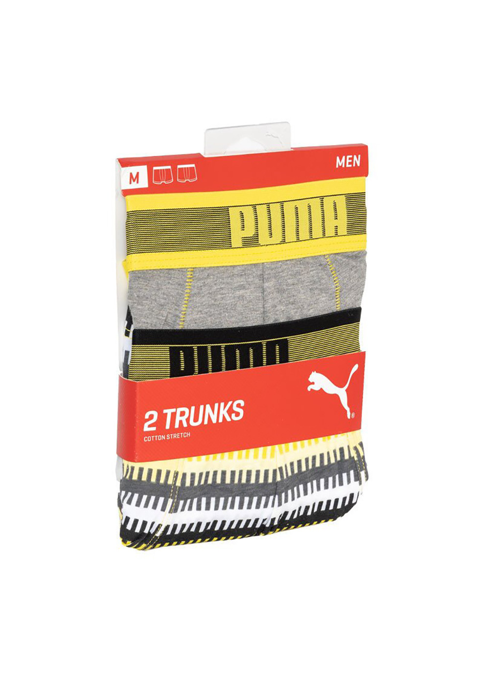 Worldhood Stripe Trunk 2-pack S gray/yellow Puma трусы-боксеры (258402841)