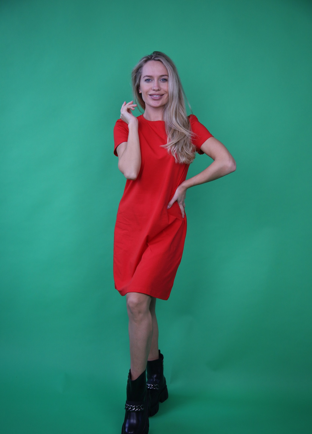 Красное кэжуал платье-футболка платье-футболка TvoePolo однотонное
