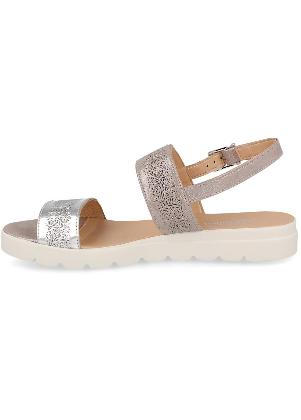 Повседневные женские cандалии 020-f-14 (серебряный/бежевый) Las Espadrillas