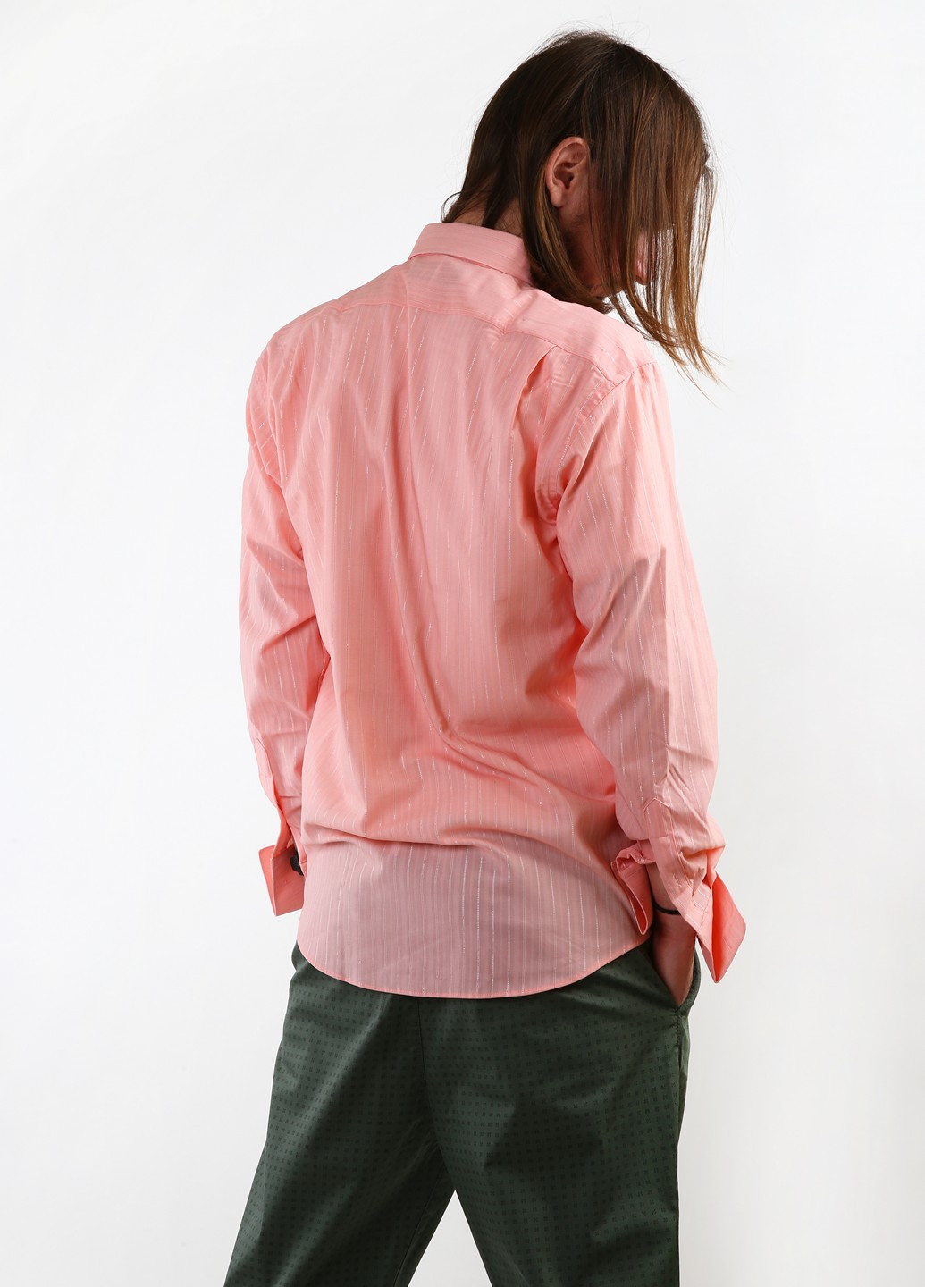 Розовая кэжуал рубашка в полоску No Brand