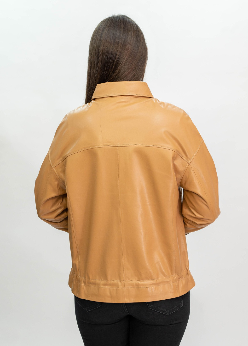 Пісочна демісезонна жіноча шкіряна куртка весна Fabio Monti