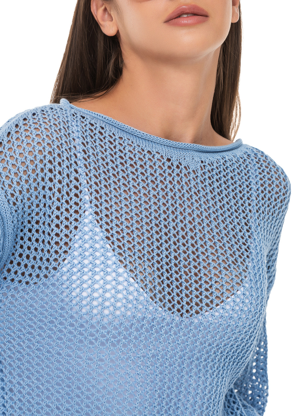 Голубой ажурный свитер SVTR
