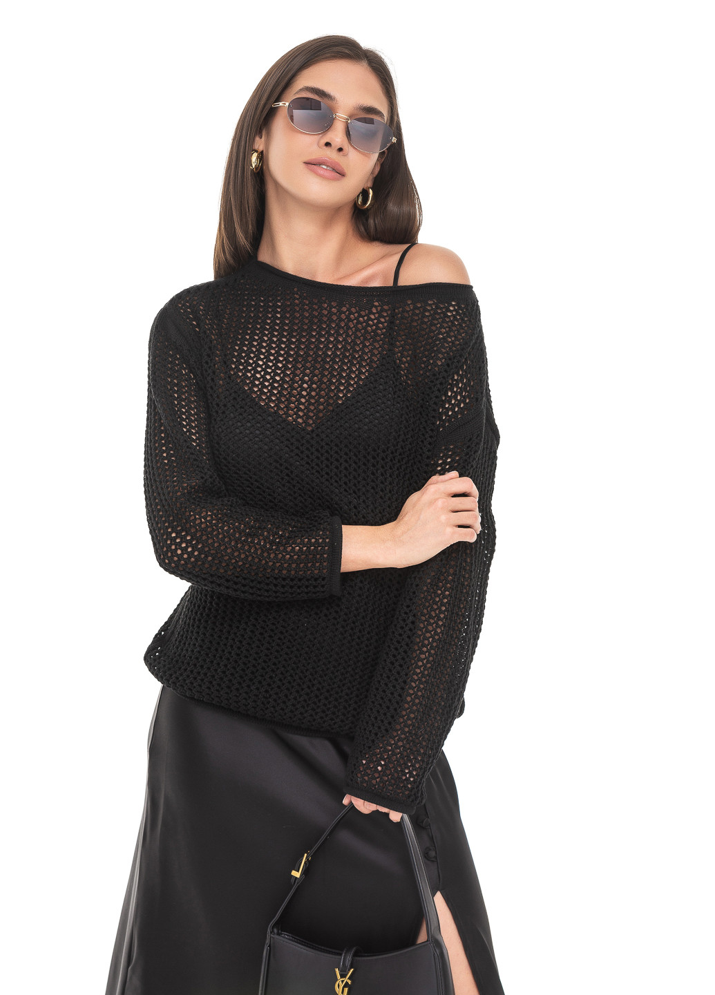 Черный ажурный свитер SVTR