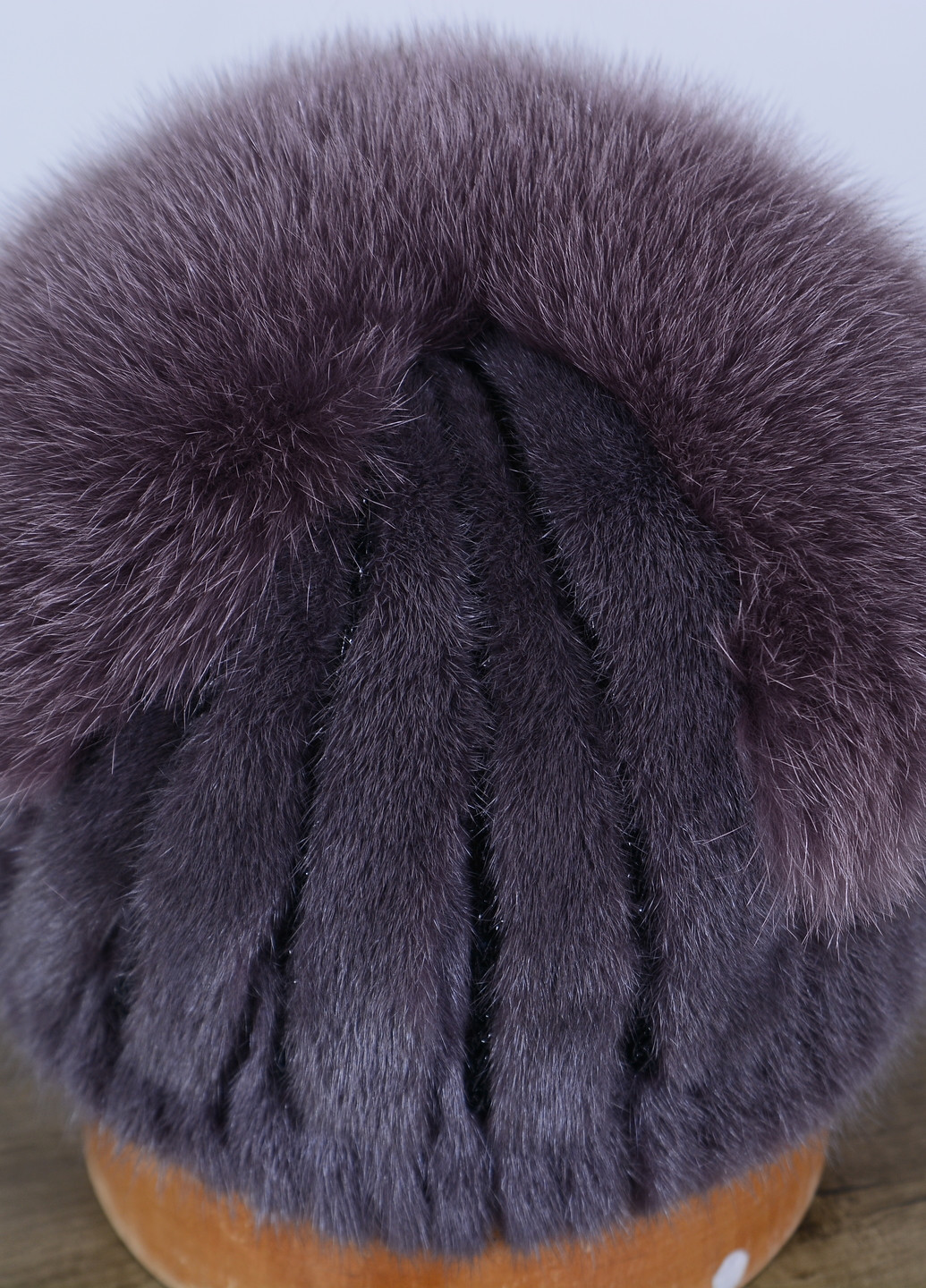 Женская вязаная норковая шапка с помпоном из настоящего меха песца Меховой Стиль водопад (258413790)