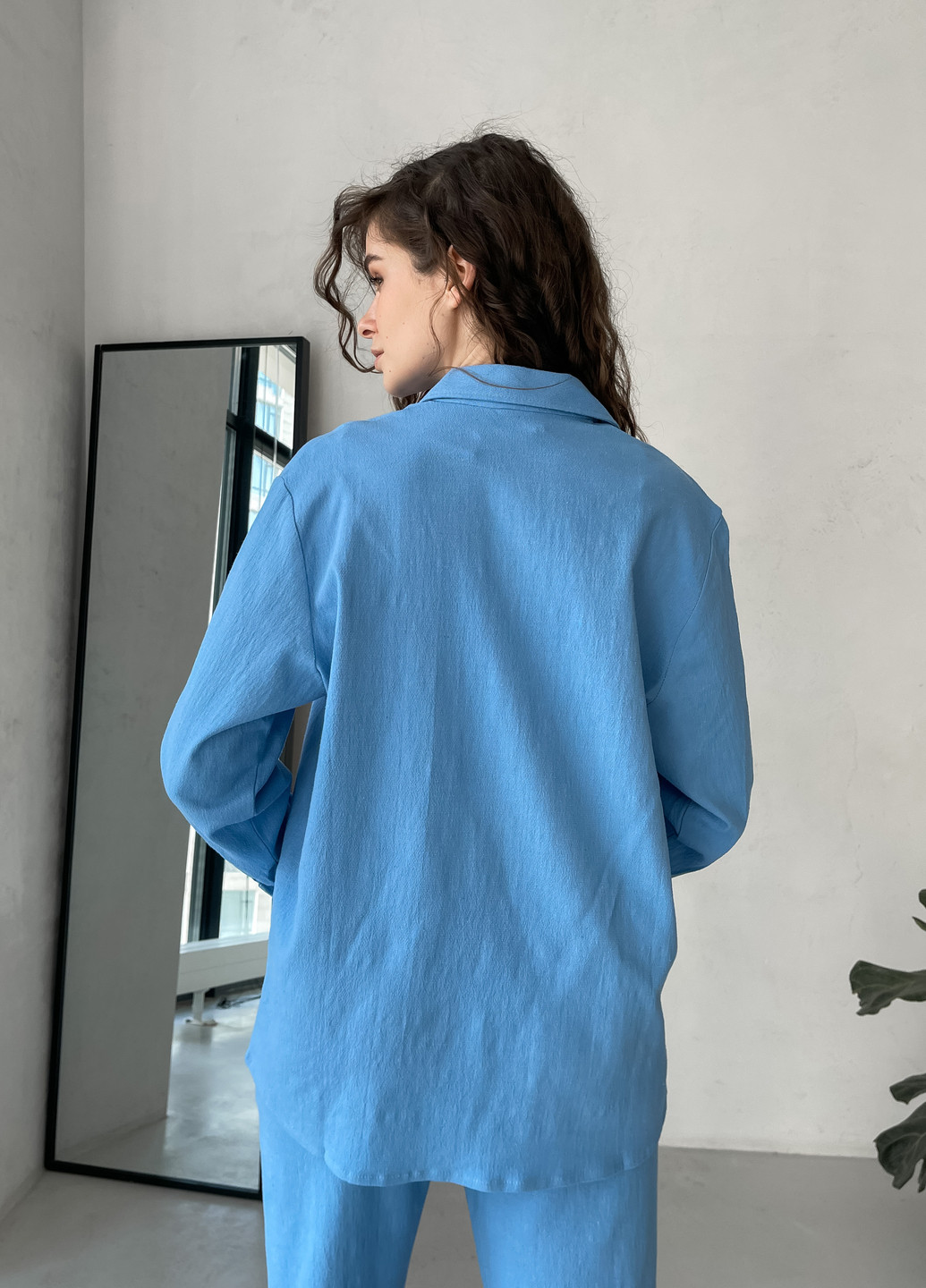 Голубой кэжуал рубашка однотонная Merlini с длинным рукавом