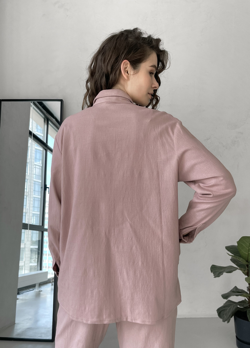 Розовая кэжуал рубашка однотонная Merlini с длинным рукавом