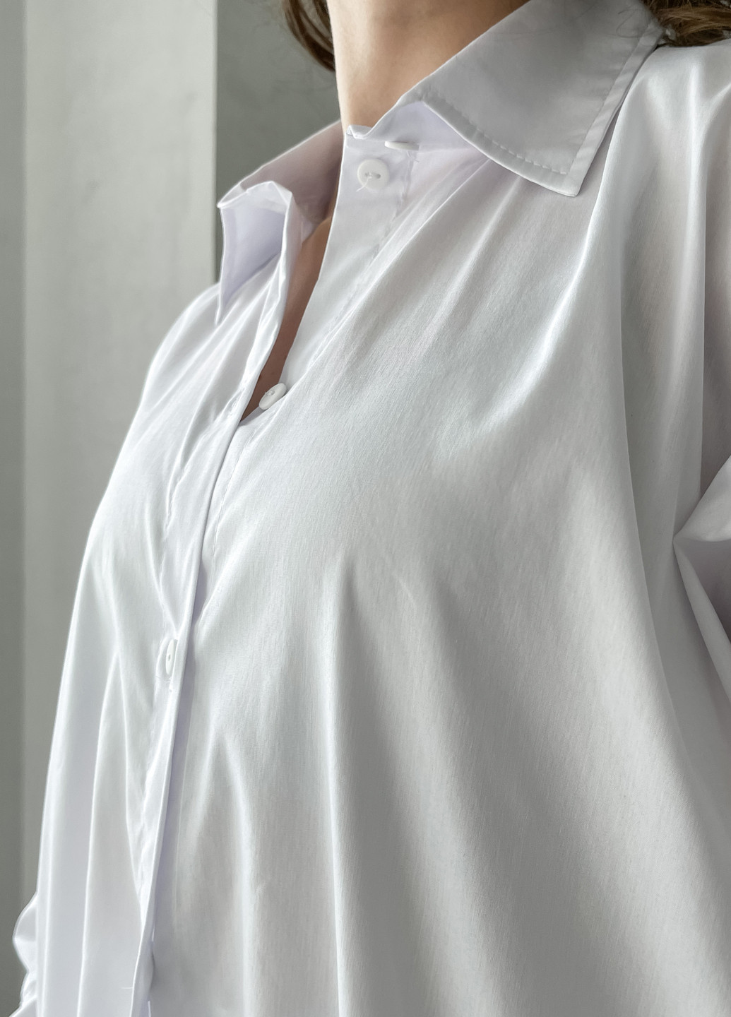 Белая кэжуал рубашка однотонная Merlini с длинным рукавом