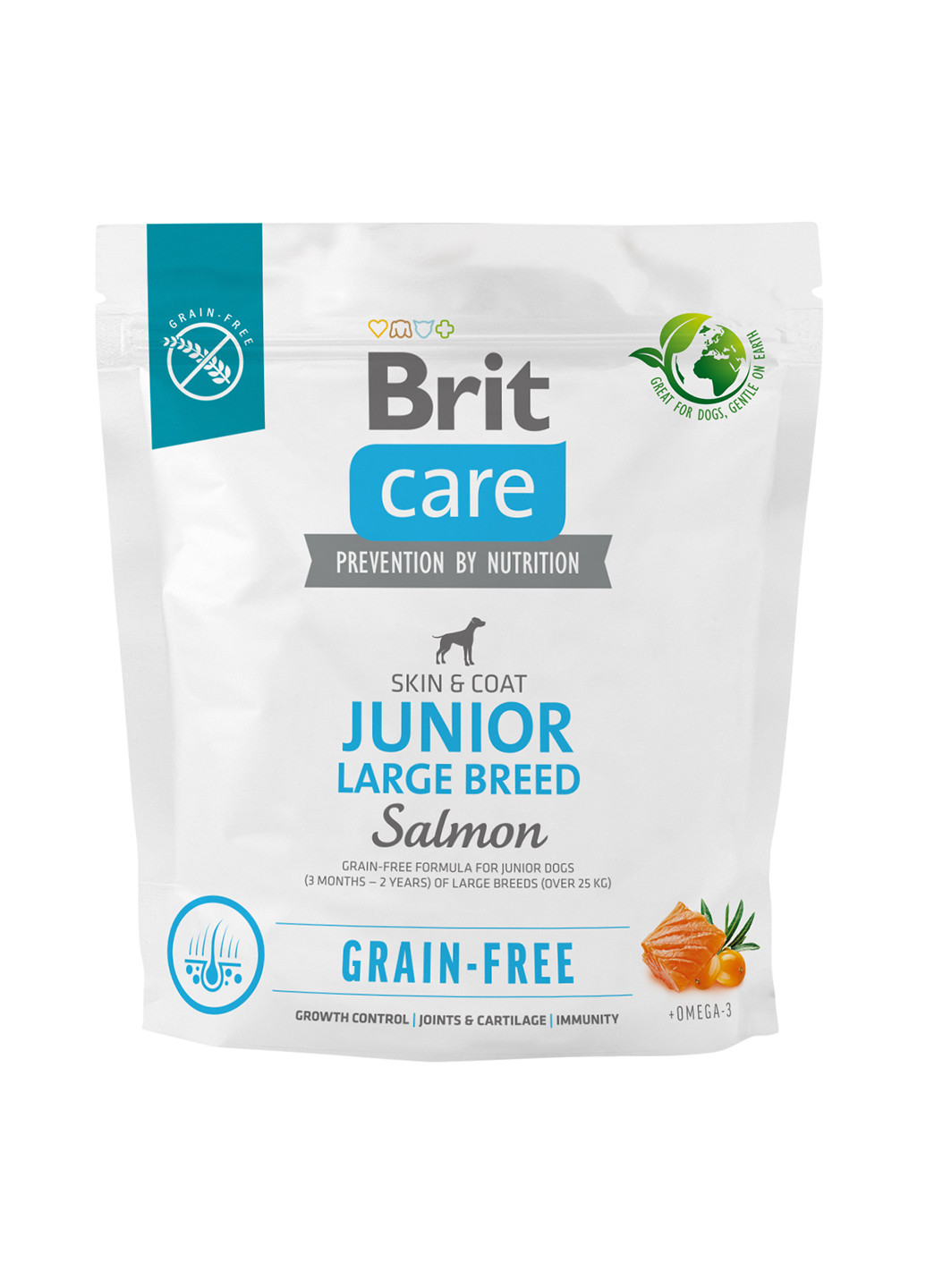 Корм для молодых собак больших пород Dog Grain-free Junior Large Breed беззерновой с лососем, 1 кг Brit Care (258417155)