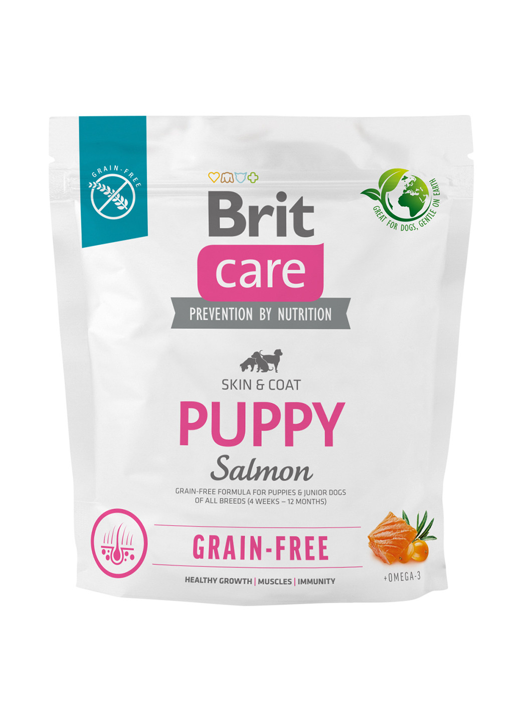 Корм для щенков Dog Grain-free Puppy беззерновой с лососем, 1 кг Brit Care (258417157)