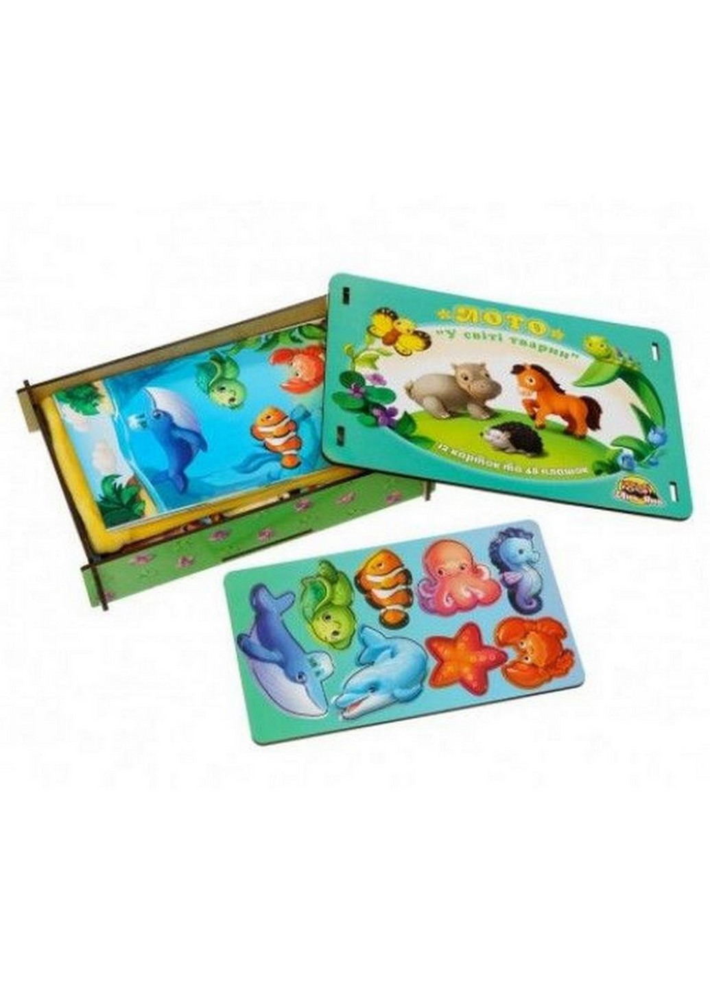 Настільна гра, що розвиває "Лото: у світі тварин", 48 фігурних фішок 12х17,5х4 см No Brand (258414811)