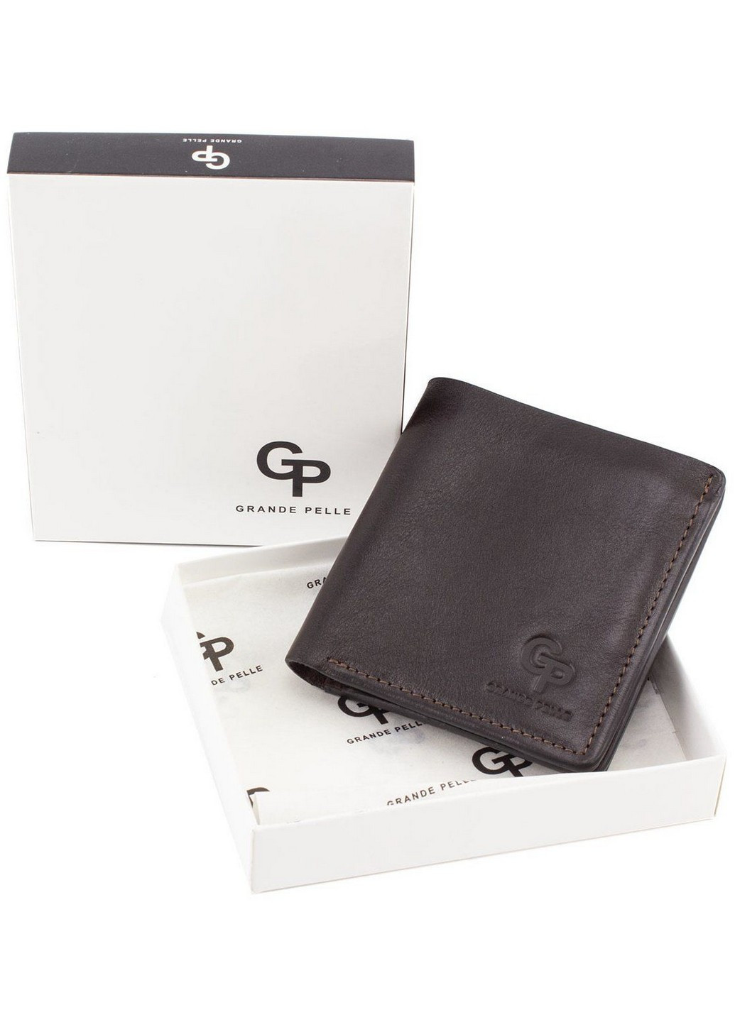Стильний чоловічий гаманець зі шкіри 11,5х11,5х3 см Grande Pelle (258414870)