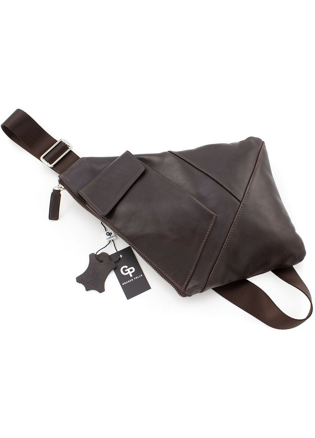 Стильная мужская сумка-слинг из кожи 30х20х1 см Grande Pelle (258414928)