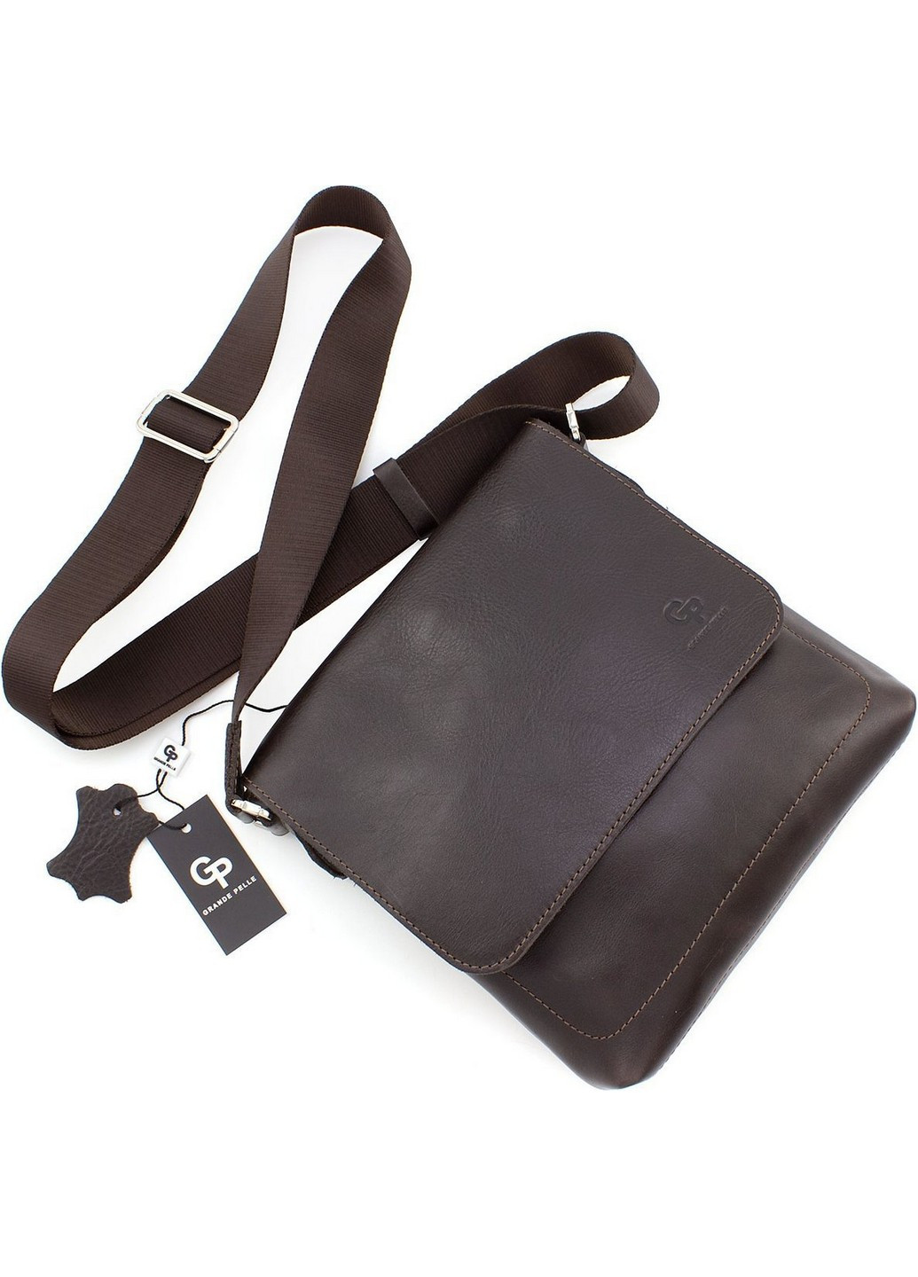 Стильная мужская сумка из кожи 22х22х5,5 см Grande Pelle (258414886)