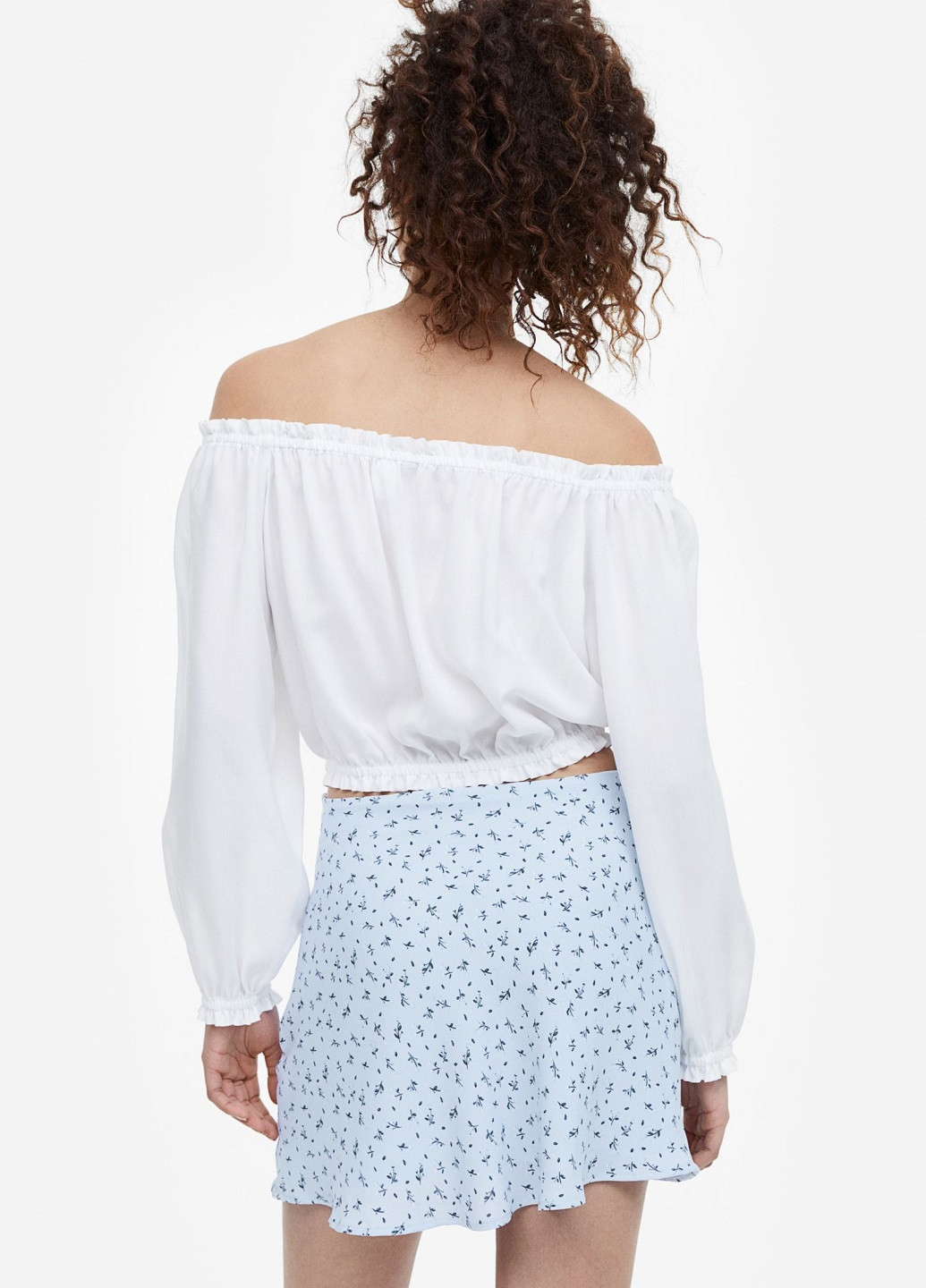 Голубая кэжуал цветочной расцветки юбка H&M