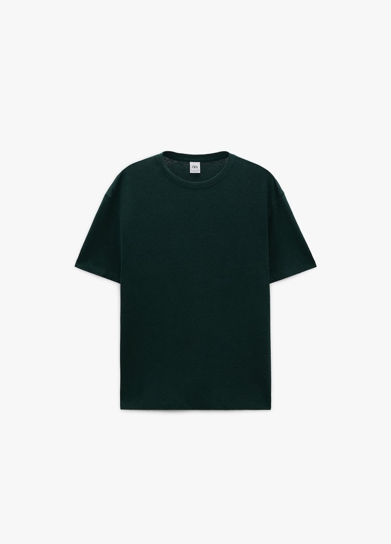Зеленая футболка Zara трикотажна 4161 301 green