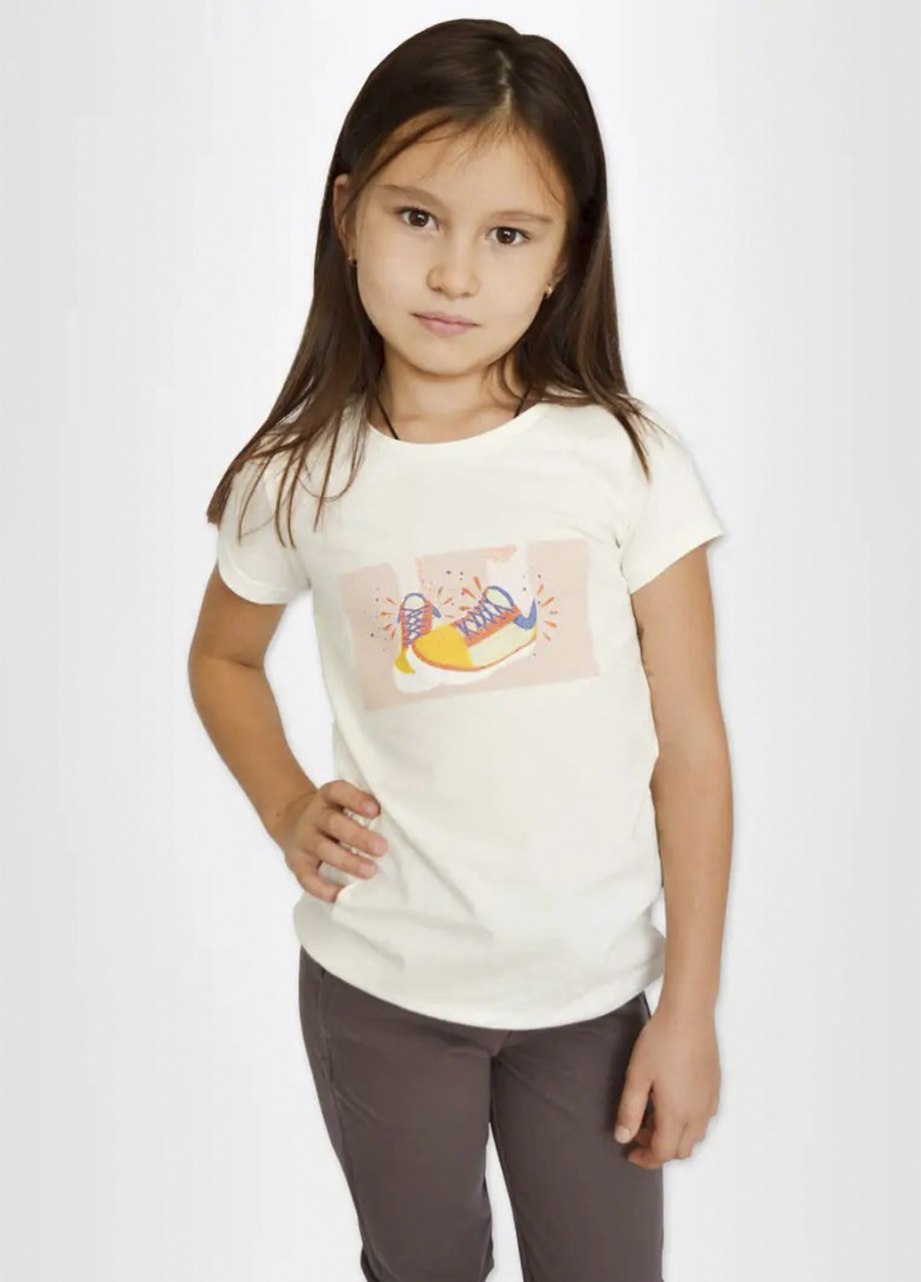 Молочна літня футболка для дівчинки Роза