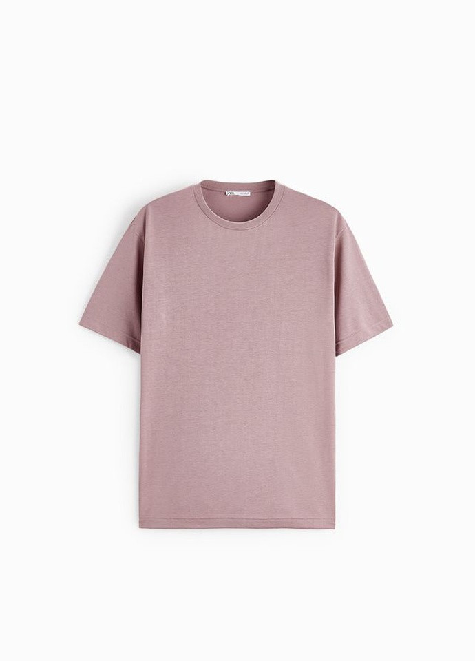 Розово-лиловая футболка Zara трикотажна 0722 346 PNK