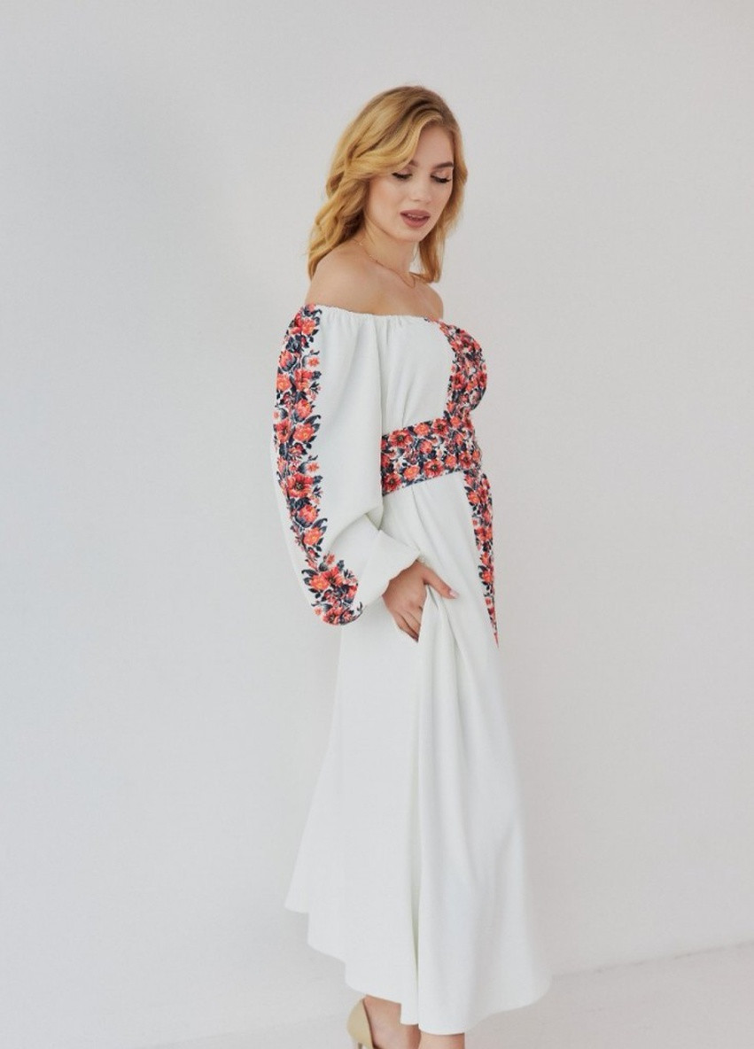 Белое кэжуал платье рубашка First Woman с цветочным принтом