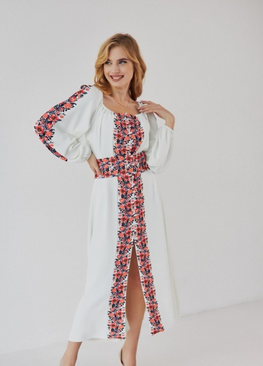 Белое кэжуал платье рубашка First Woman с цветочным принтом