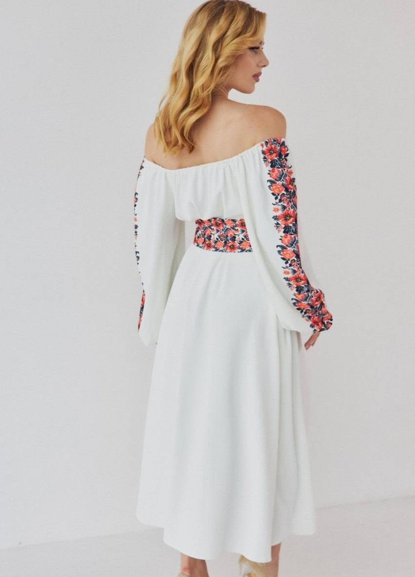 Белое кэжуал платье рубашка First Woman с цветочным принтом