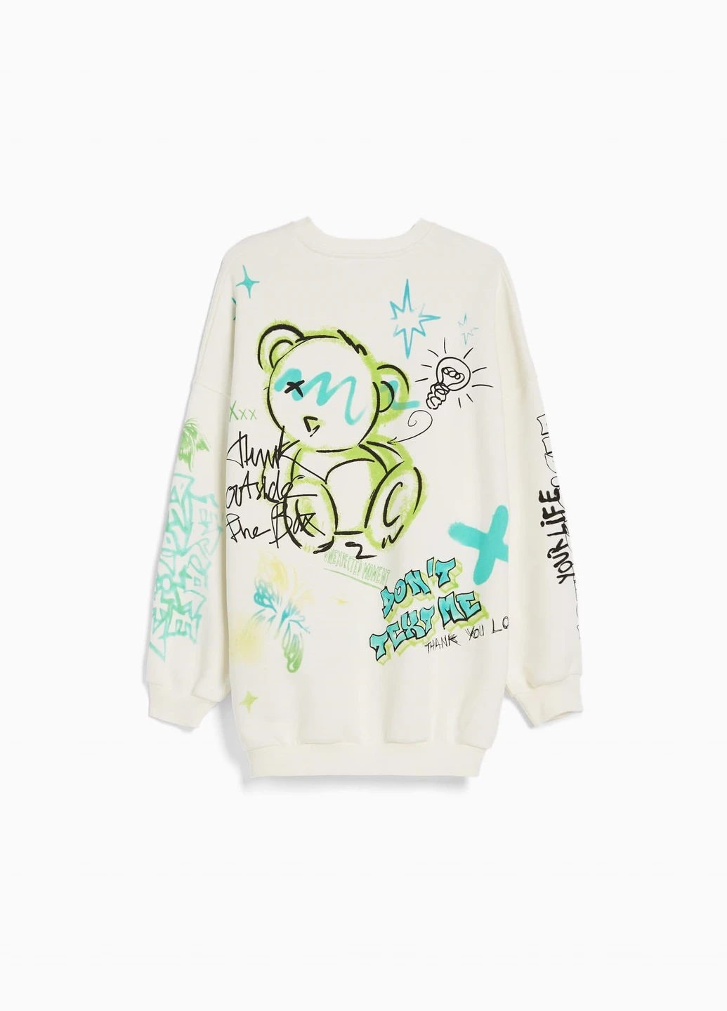 Білий світшот Bershka малюнок (258455729)