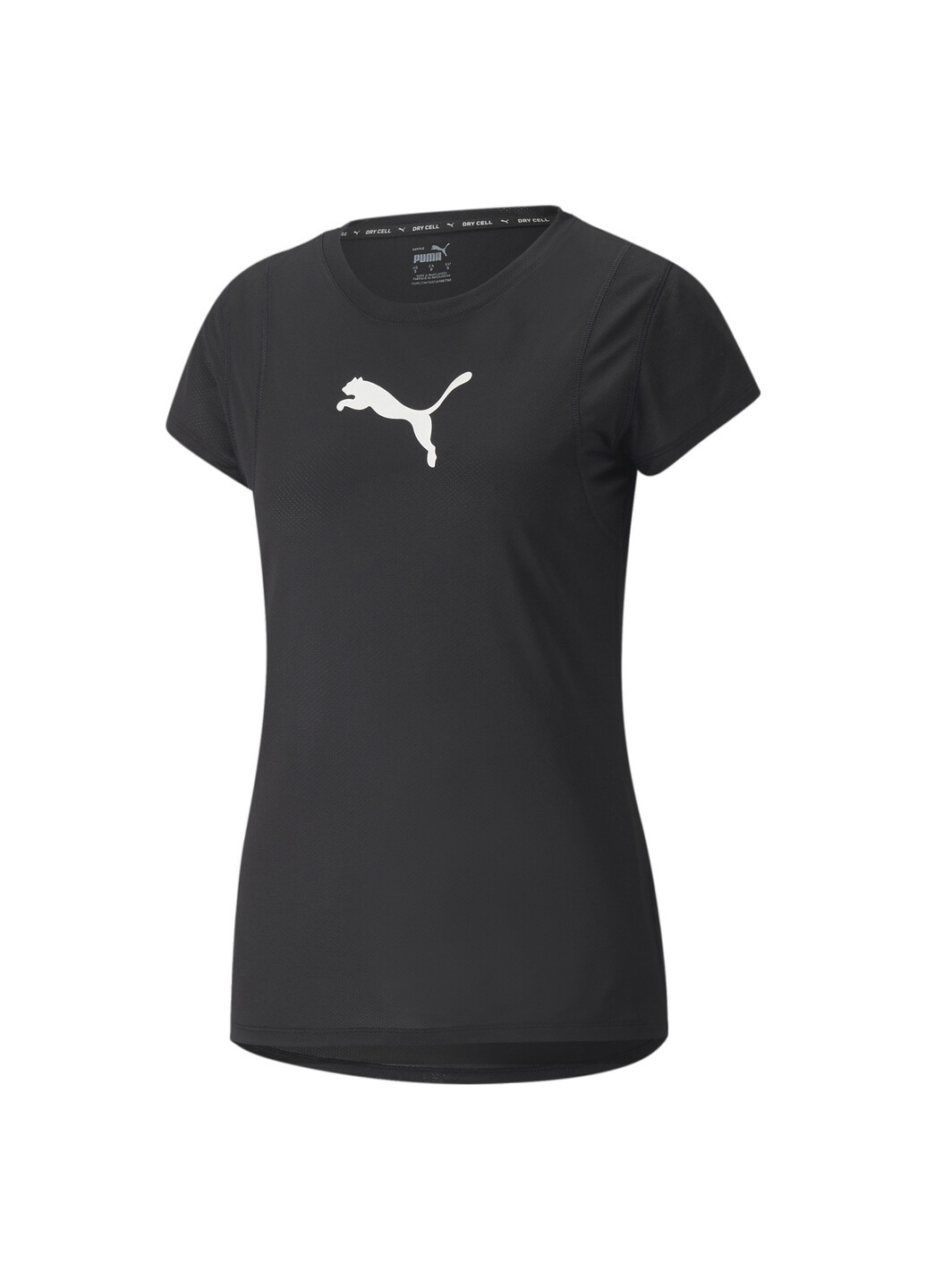 Футболка Train All Day Training Tee Women Puma однотонная чёрная спортивная полиэстер