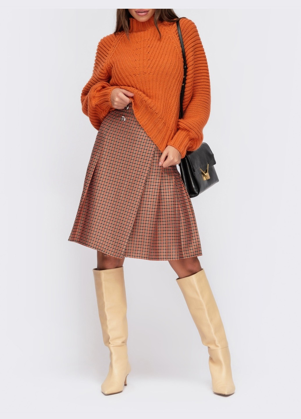 помаранчева спідниця на запах зі складками та ґудзиками Dressa (258459284)