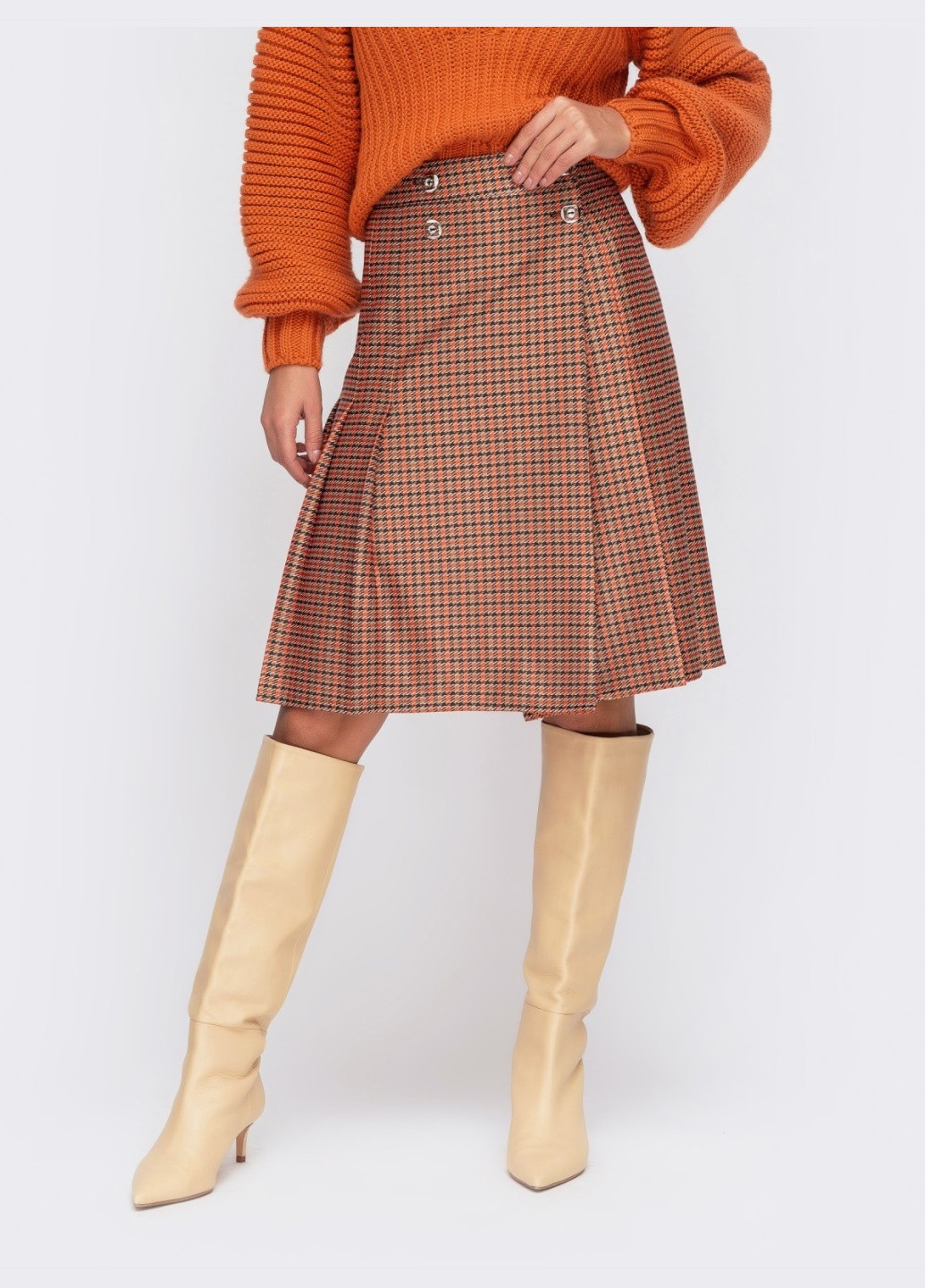 помаранчева спідниця на запах зі складками та ґудзиками Dressa (258459284)