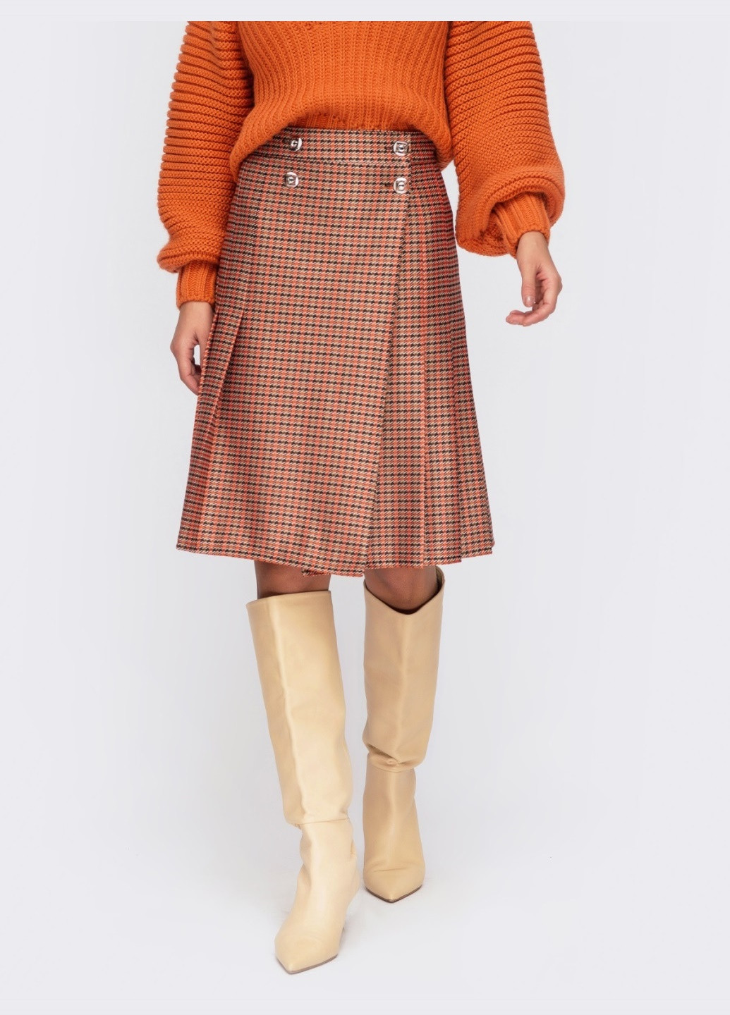 помаранчева спідниця на запах зі складками та ґудзиками Dressa (258459284)