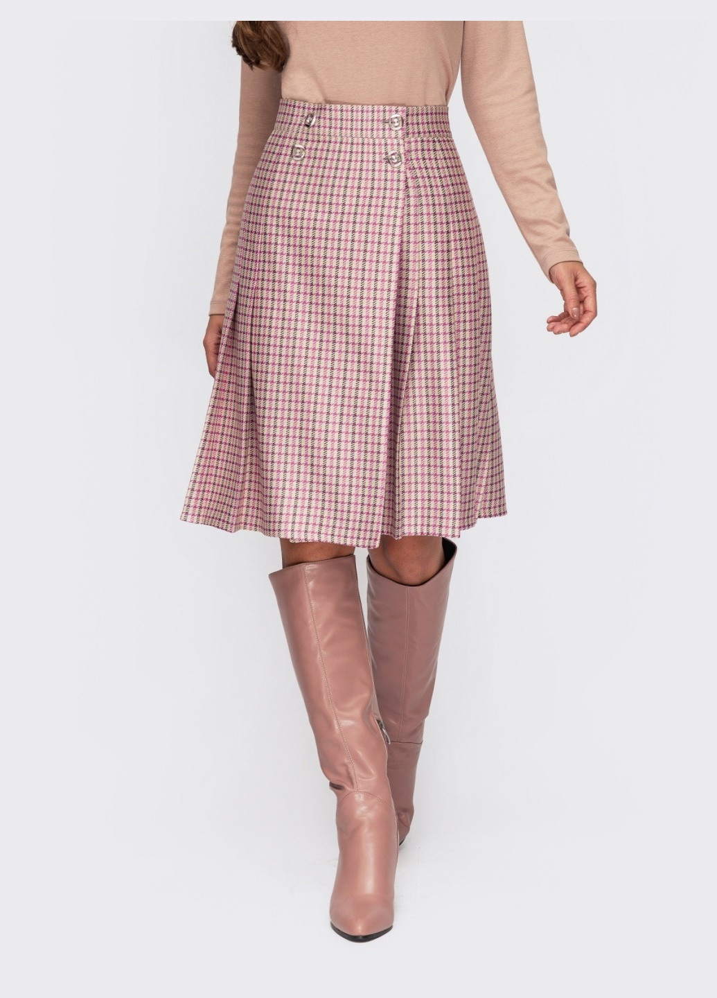 рожева спідниця на запах зі складками та ґудзиками Dressa (258459316)