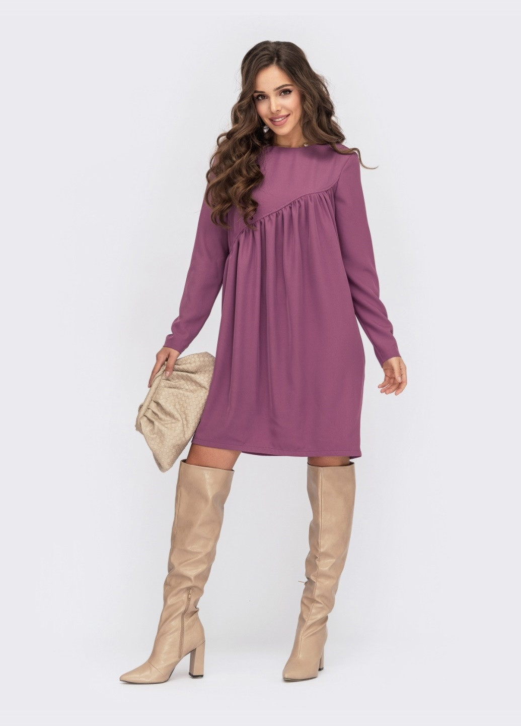 Фуксинова (кольору Фукія) плаття кольору фуксії вільного крою із защипами на поличці Dressa