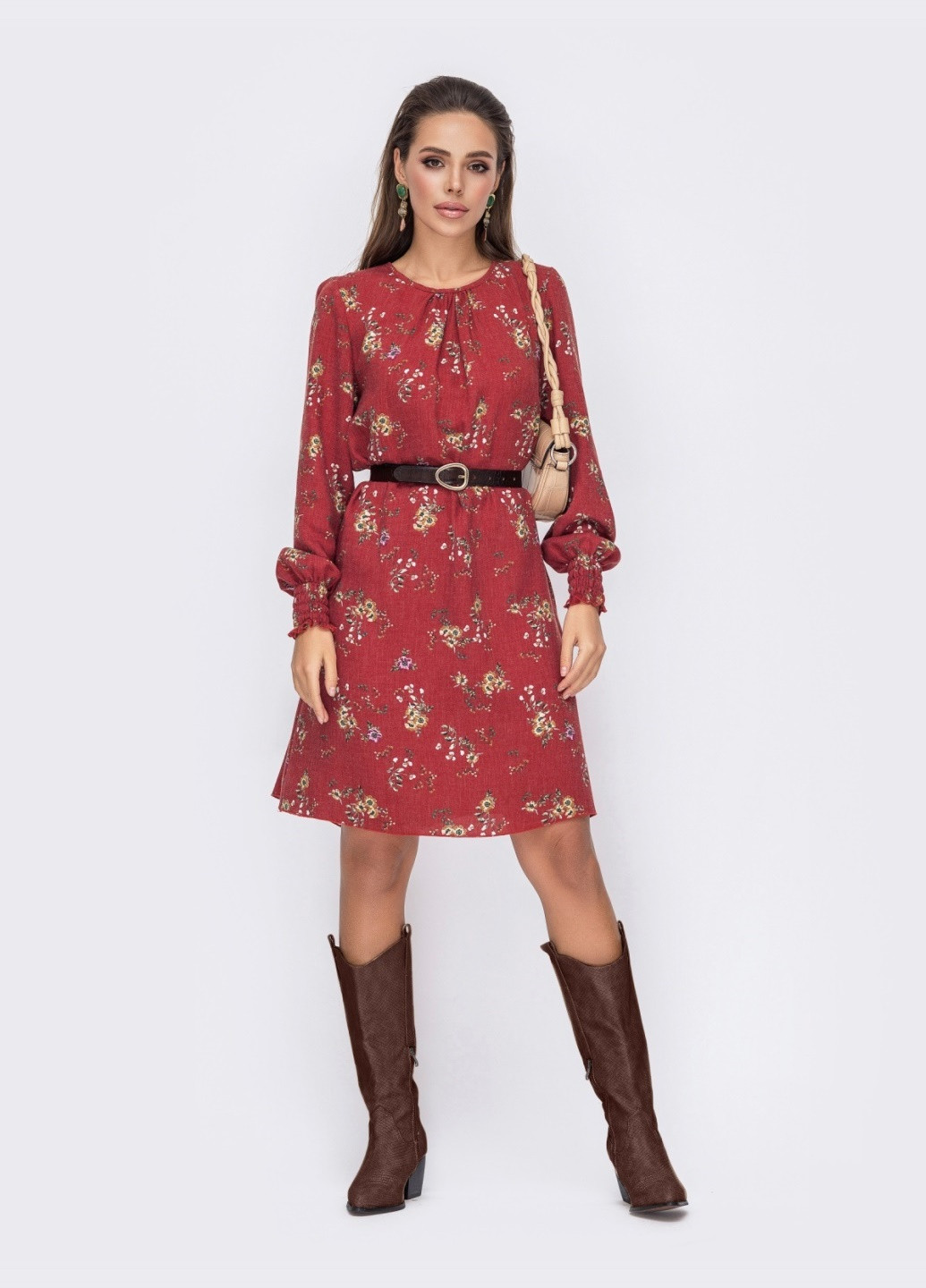 Теракотова теракотове плаття-трапеція з квітковим принтом Dressa