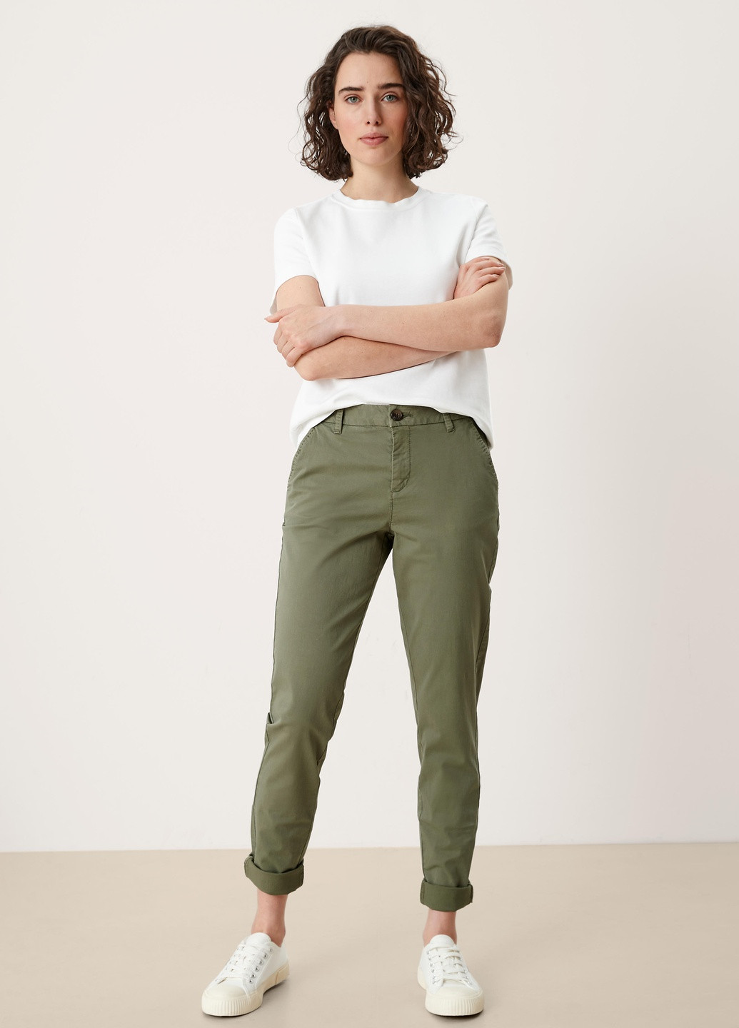 Зеленые кэжуал демисезонные брюки S.Oliver