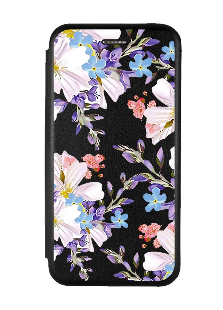 Чохол-книжка з малюнком для Xiaomi Redmi Note 7/7 Pro Чорний :: Квітковий малюнок (принт 272) Creative (258492481)