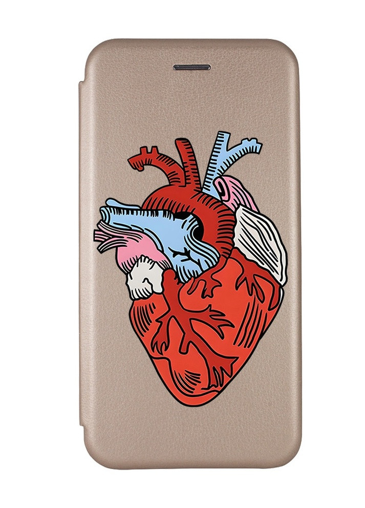 Чохол-книжка з малюнком для Xiaomi Redmi 9 Золотистий :: Серце анатомічне (принт 250) Creative (258490436)