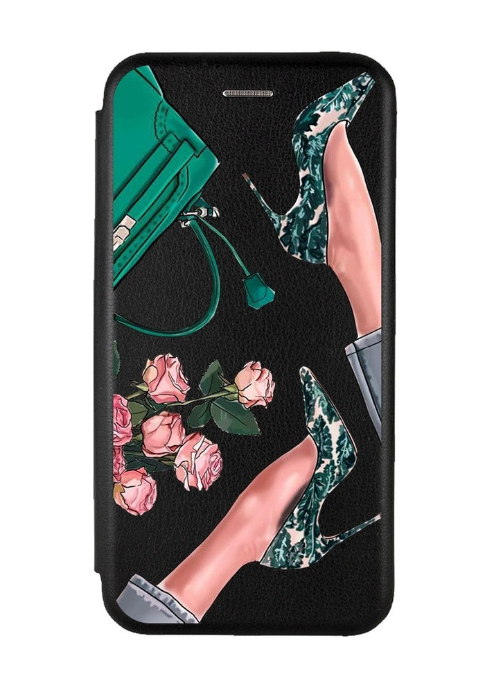 Чехол-книжка с рисунком для Xiaomi Redmi 9A Черный :: Туфельки и цветы (принт 225) Creative (258491327)