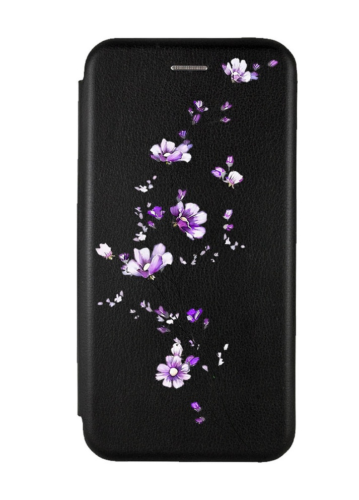 Чехол-книжка с рисунком для Xiaomi Redmi A1 Черный :: Веточка цветов (принт 278) Creative (258492382)