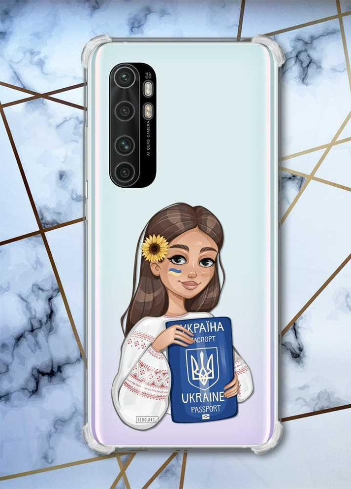 Чехол с утолщёнными углами для Xiaomi Mi Note 10 Lite Девушка с паспортом (принт 12) Creative (258490312)