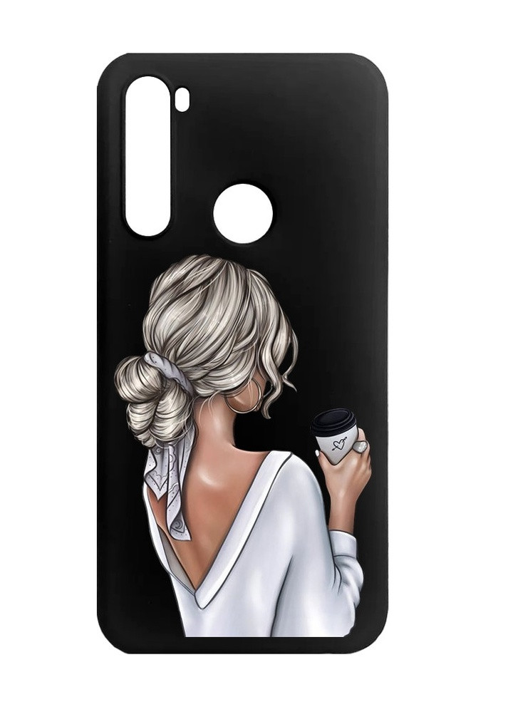 Матовый черный чехол на Xiaomi Redmi Note 8 Девушка с латте (принт 227) Creative (258491504)