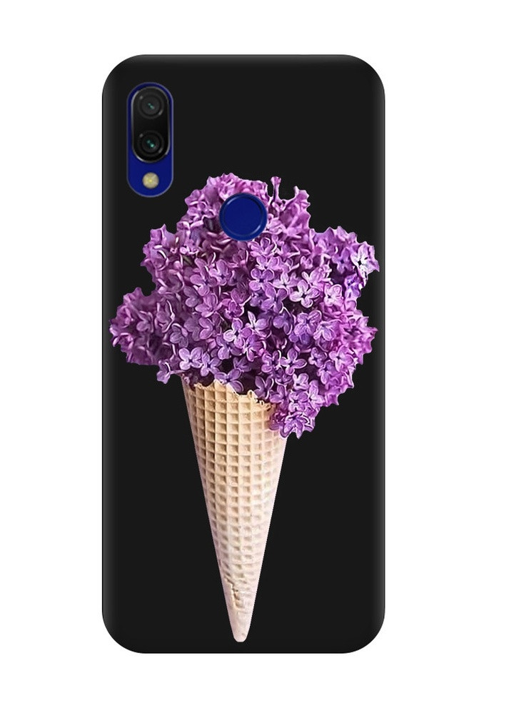 Матовый черный чехол на Xiaomi Redmi 7 :: Сиреневый рожок (принт 281) Creative (258491947)